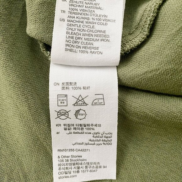 Other Stories Flowy Satin A-Line Midi Skirt Green pistachio Size 2 - Picture 8 of 10